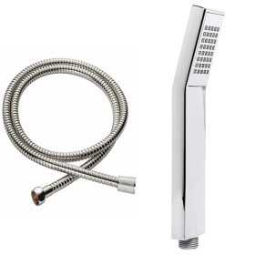 Doccetta Monogetto Anticalcare Abs Cromato + Tubo Flessibile Acciaio Inox Estensibile Doccia cm 150