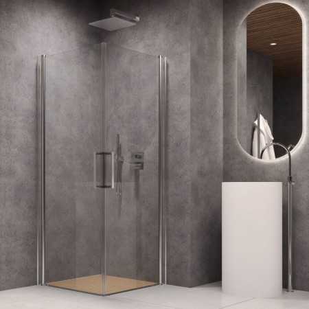 Porta Doccia Battente Briar Cromo Regolabile Cristallo Temperato 6 mm