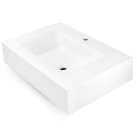 Top Lavabo Sospeso in Materiale Marmo Resina Finitura Liscia Due Colorazioni