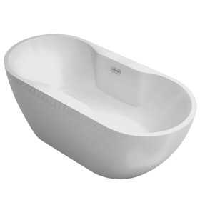 Vasca Da Bagno Free Standing Forma Ovale Acrilico Bianco Lucido 170 cm 