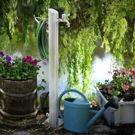 Fontana da Giardino a Colonna esterno TIGLIO Acciaio Inox Spazzolato H 95 cm
