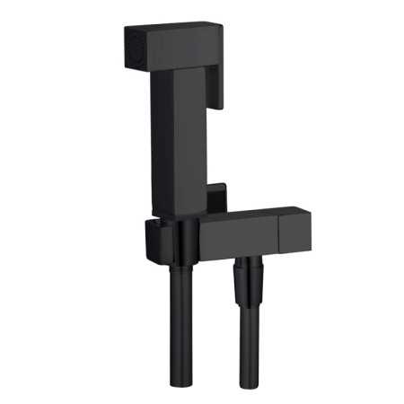 Kit Idroscopino Nero Quadro Doccetta Per Wc Portatile Shut-Off Monogetto Con Leva