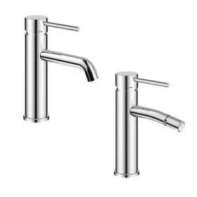 Coppia Miscelatori Monocomando Lavabo Bidet Bagno Serie Jazz QuickInstall