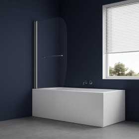 Parete Sopra Vasca Anta Singola Vetro Temperato 140x90cm Orientabile 180 gradi