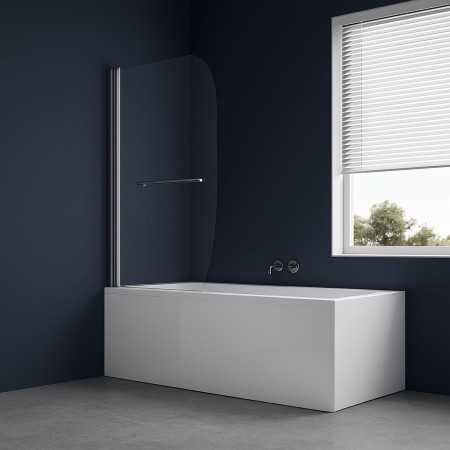 Parete Sopra Vasca Anta Singola Vetro Temperato 140x90cm Orientabile 180 gradi