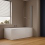 Parete Sopra Vasca Anta Singola Vetro Temperato 140x90cm Orientabile 180 gradi