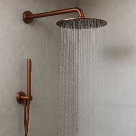 Set Per Doccia Soffione Tondo In Acciaio Inox 250 Millimetri