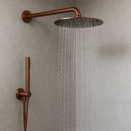 Set Per Doccia Soffione Tondo In Acciaio Inox 250 Millimetri