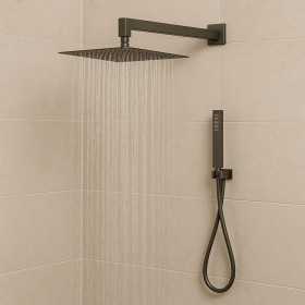 Set Per Doccia Soffione Quadro In Acciaio Inox 25x25 Millimetri Canna Di Fucile