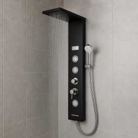 Colonna Pannello Doccia Shine-1 Black 4 Funzioni Luce Display Temperatura Nero