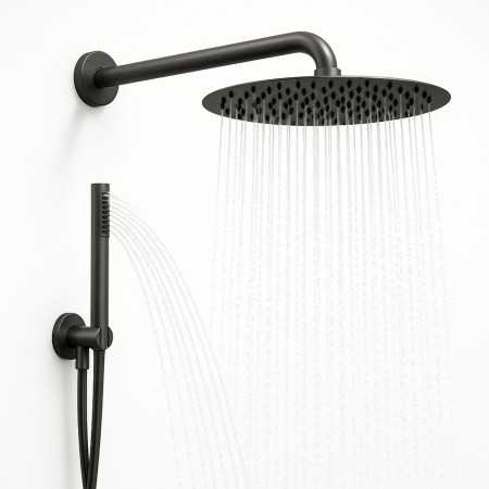 Set Per Doccia Soffione Tondo In Acciaio Inox 250 Millimetri Canna Di Fucile