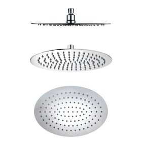 Soffione Doccia Ovale Acciaio Inox 2 Mm 200x300 Mm Spessore Effetto Pioggia Bagno