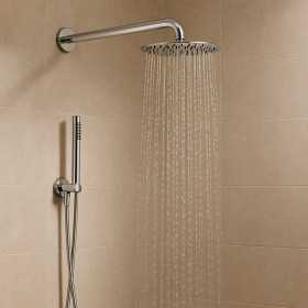 Set Per Doccia Soffione Tondo In Acciaio Inox 250 Millimetri