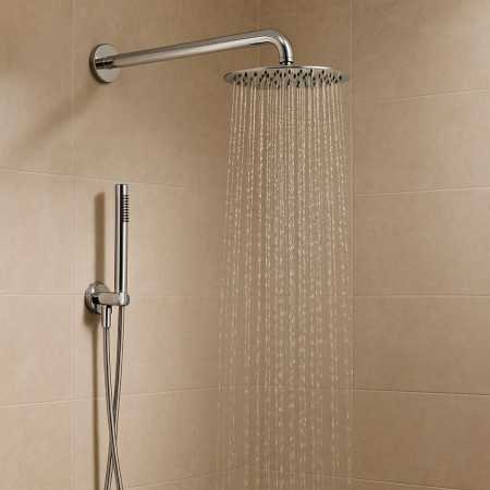 Set Per Doccia Soffione Tondo In Acciaio Inox 250 Millimetri