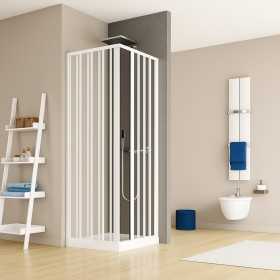 Box Doccia Angolo Soffietto Bianco Carmen AC Altezza cm 185 PVC e Maniglia