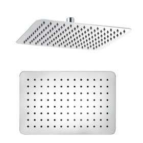 Soffione Doccia Rettangolare Acciaio Inox 200x300x4 Mm Spessore Effetto Pioggia Bagno