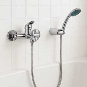 Rubinetto Miscelatore Esterno Vasca da Bagno Ottone Cromato 3/4 Soffione Doccia 150 cm