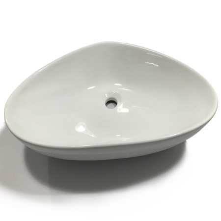 Ogomondo Lavabo Da Appoggio Triangolare in Ceramica Bianco Lucido