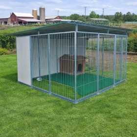 Box per Cani da Esterno Coperto e Retro Coibentato Zincatura a Caldo da 300x300xh180 Cm