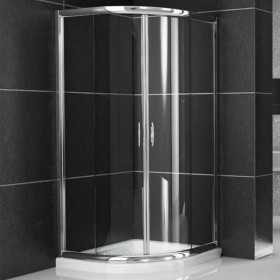 Cabina Doccia Semicircolare Cromato Lucido Con Ante Scorrevoli In Cristallo Temprato 6mm