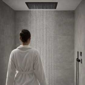 Soffione Doccia a Soffitto Installazione Da Incasso Quadro NERO