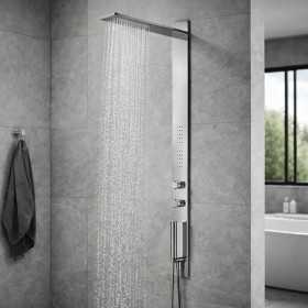 Colonna Doccia 011 Ad Incasso Acciaio Inox Lucida 3 Funzioni 2 Bocchette Idro Lombari P50xL12xH140