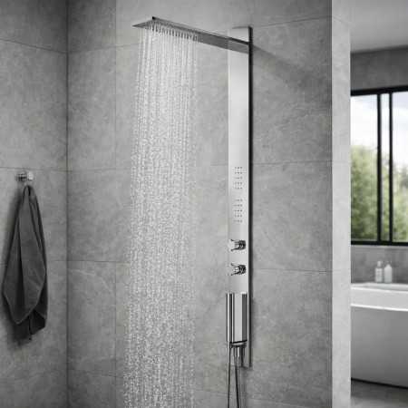 Colonna Doccia 011 Ad Incasso Acciaio Inox Lucida 3 Funzioni 2 Bocchette Idro Lombari P50xL12xH140