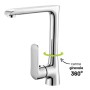Miscelatore Monoforo Ottone per Lavello Cucina Amsterdam Erogazione Orientabile