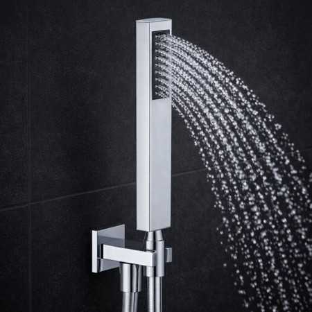 Set Doccia Rettangolare In Ottone Cromato Con Flessibile 150 cm