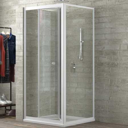 Cabina Doccia 2 Lati con Porta a Soffietto Cristallo Trasparente 80x80 cm