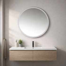 Specchio Bagno Jonas In Stone Artificiale Bianco Opaco Forma Tonda