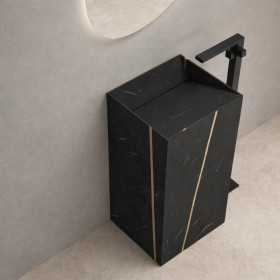 Lavabo Moderno Free Standing Lukas In Artificial Stone Nero Nocciola Venato Centro Stanza
