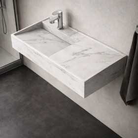 Lavabo Consolle Sospeso Astrid In Artificial Stone Colore Bianco Venato