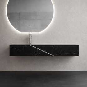 Lavabo Consolle Sospeso Astrid In Artificial Stone Colore Nero e Bianco Venato