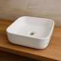 Lavabo D'appoggio Ceramica Bianco Quadrato Lavandino Bagno dimensioni cm 38,5x38,5x14