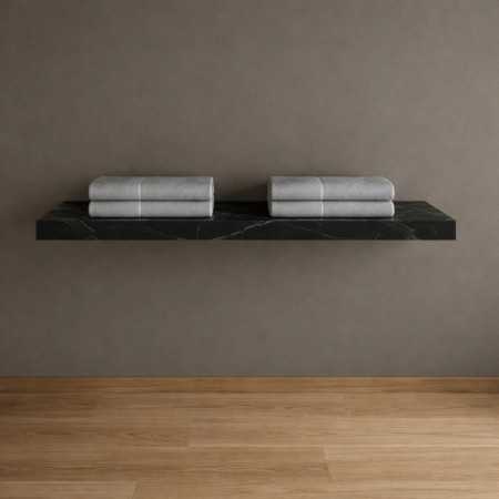 Mensola Inferiore Lavabo Consolle Sospeso Astrid In Artificial Stone Colore Nero e Bianco Venato