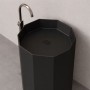 Lavabo Elegante Da Centro Stanza Erik In Artificial Stone Nero Opaco Forma Decagonale