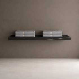 Mensola Inferiore Lavabo Consolle Sospeso Astrid In Artificial Stone Colore Nero e Nocciola Venato