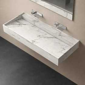 Lavabo Consolle Sospeso In Artificial Stone Freya Bianco Venato Moderno