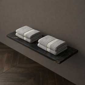 Mensola Inferiore Freya Per Lavabo Sospeso In Artificial Stone Nero e Nocciola Venato