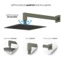 Set Per Doccia Soffione Quadro In Acciaio Inox 25x25 Millimetri Canna Di Fucile