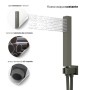 Set Per Doccia Soffione Quadro In Acciaio Inox 25x25 Millimetri Canna Di Fucile