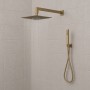 Set Per Doccia Soffione Quadro In Acciaio Inox 25x25 Millimetri Color Oro 