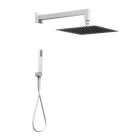 Set Per Doccia Soffione Quadro In Acciaio Inox 25x25 Millimetri Opaco
