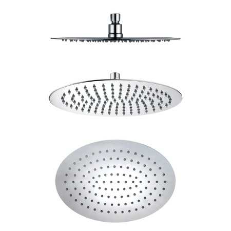 Soffione Doccia Ovale Acciaio Inox 2 Mm 200x300 Mm Spessore Effetto Pioggia Bagno