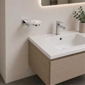 Porta Sapone In Ottone Cromato Lucido Per Bagno Linea Calendula Piattino Vetro