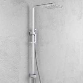 Colonna Doccia Attrezzata 020 Ottone Cromato Soffione Doccetta Quadro P43xH106