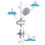 Asta Doccia Saliscendi 005 Completo Doccetta 5 Funzioni Multigetto Salvaforo H 72 CM