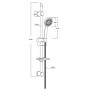 Asta Doccia Saliscendi 005 Completo Doccetta 5 Funzioni Multigetto Salvaforo H 72 CM