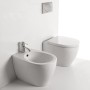 Sanitari in Ceramica A Pavimento Filo Parete Vaso WC + Bidet + Sedile Made in Italy